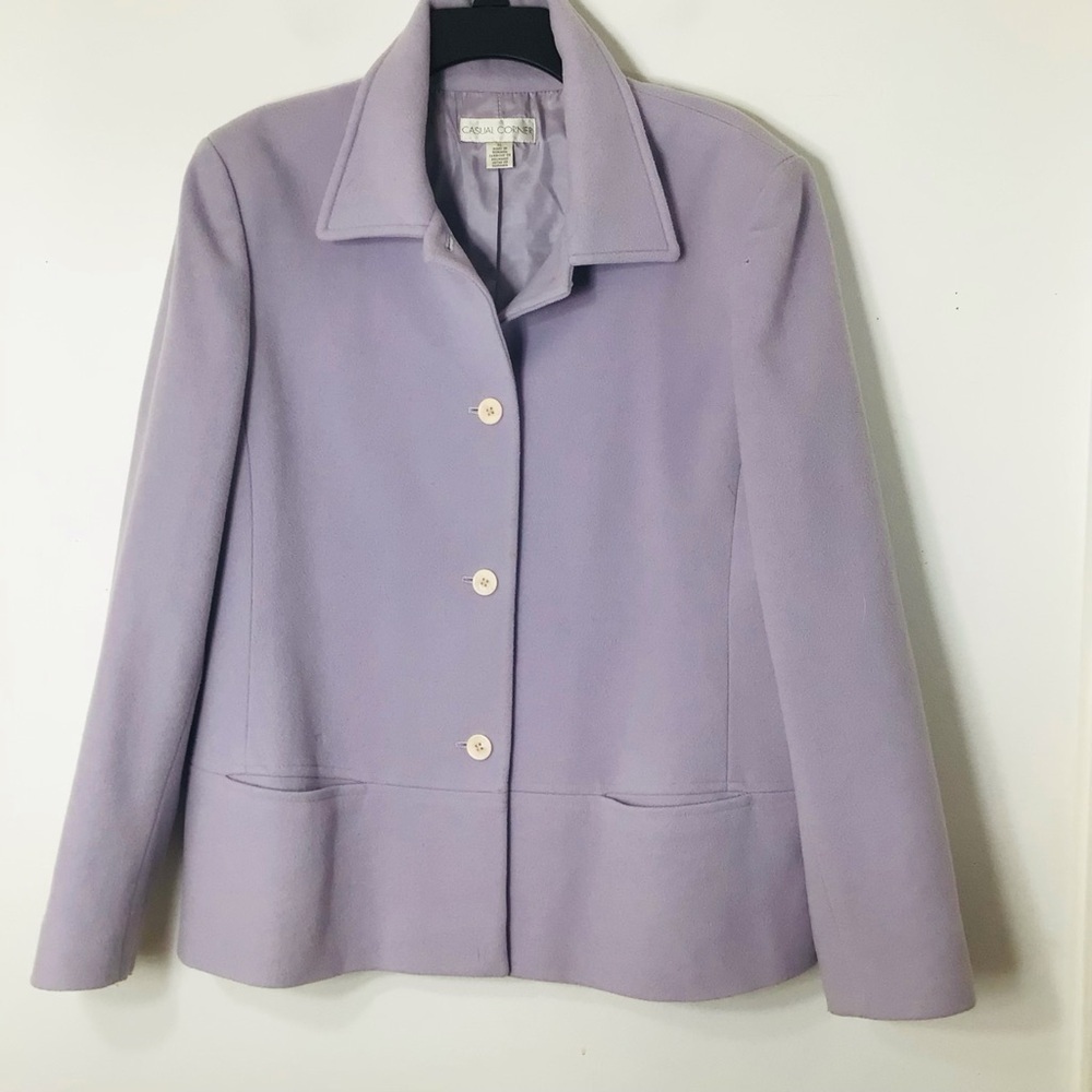 Casual corner pea coat wool cashmere purple xl women